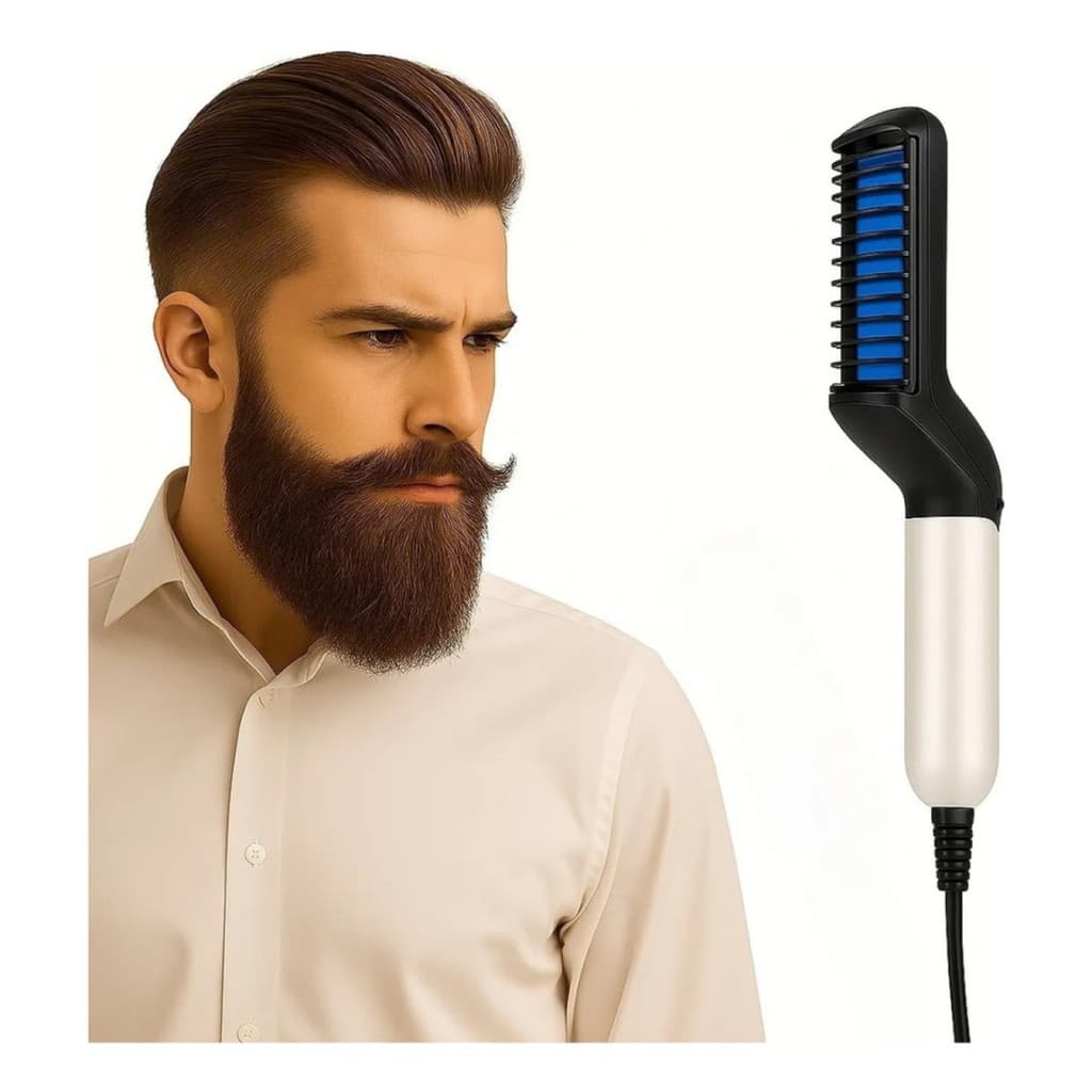 Escova Modeladora Alisadora De Barba Cabelo Bivolt Portátil