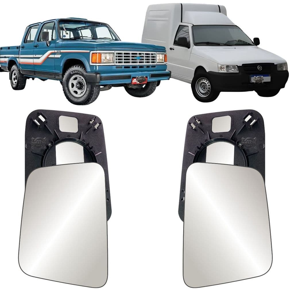 Par Lente Espelho Retrovisor Subconjunto  GM D20 1995 a 1998 e Fiat Fiorino 1998 a 2010
