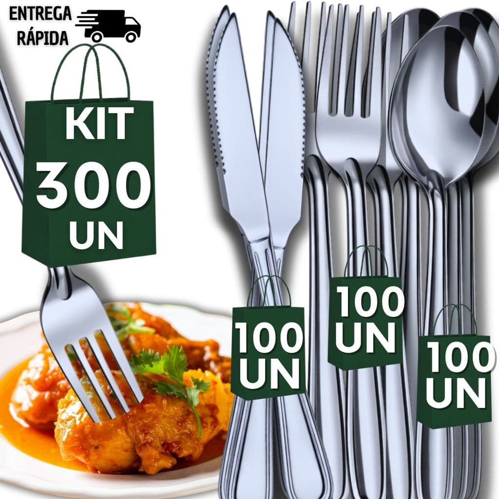Kit 300 Garfo Faca e Colher Mesa em Aço Inox Cozinha Restaurante Buffet Talheres Utensílios Qualidades