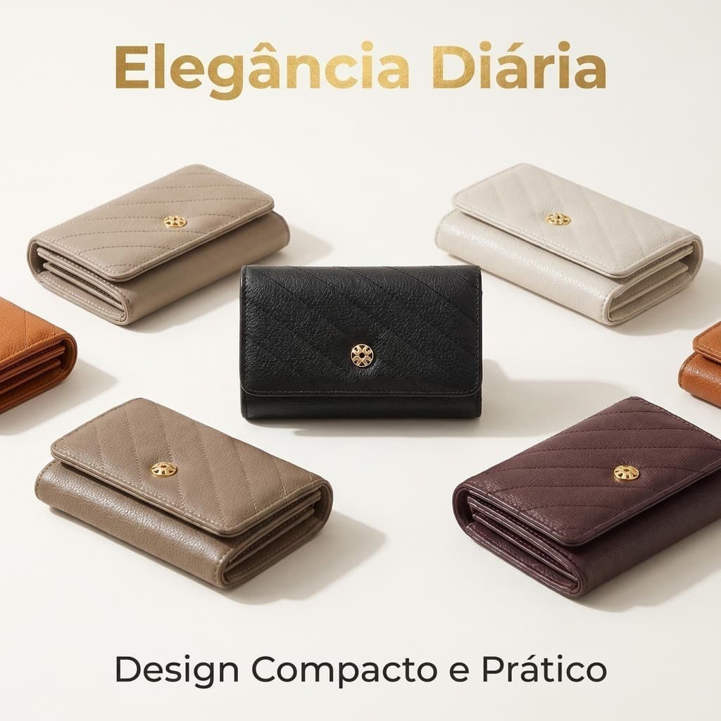 Carteira Elegante Para Mulheres Porta-Cartões Compacto E Estiloso Com Múltiplos Compartimentos E Design Curto LS