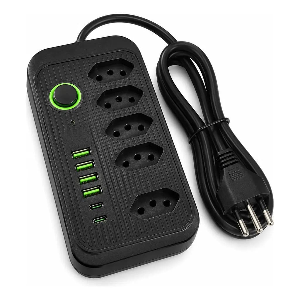 Filtro De Linha Inteligente 5 Tomadas E 6 Usb Protegida