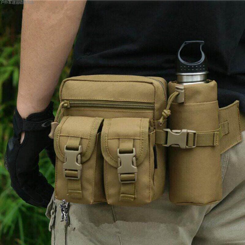 Bolsa de cintura tática multifuncional masculina, bolsa de ombro para viagem ao ar livre, garrafa de água, ciclismo, pes