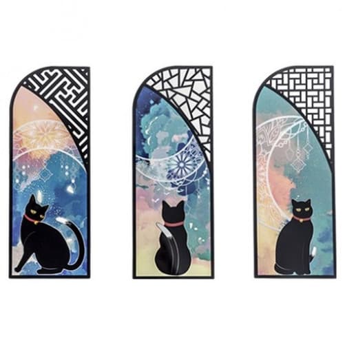 Premium Bookmark 3-Piece Set, Cat and Moon, 1 Set