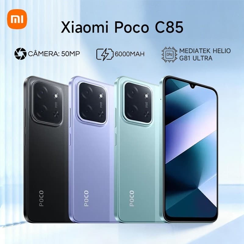 Celular Xiaomi Poco C85 4G 256GB/128GB Versão Global NFC Dual Sim Câmera 50MP Bateria 6000mAh NOVO