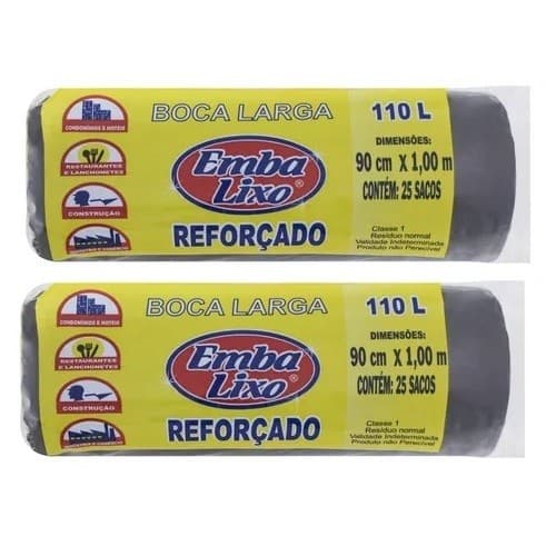 Saco Para Lixo Boca Larga 110l Embalixo 50 Unidades