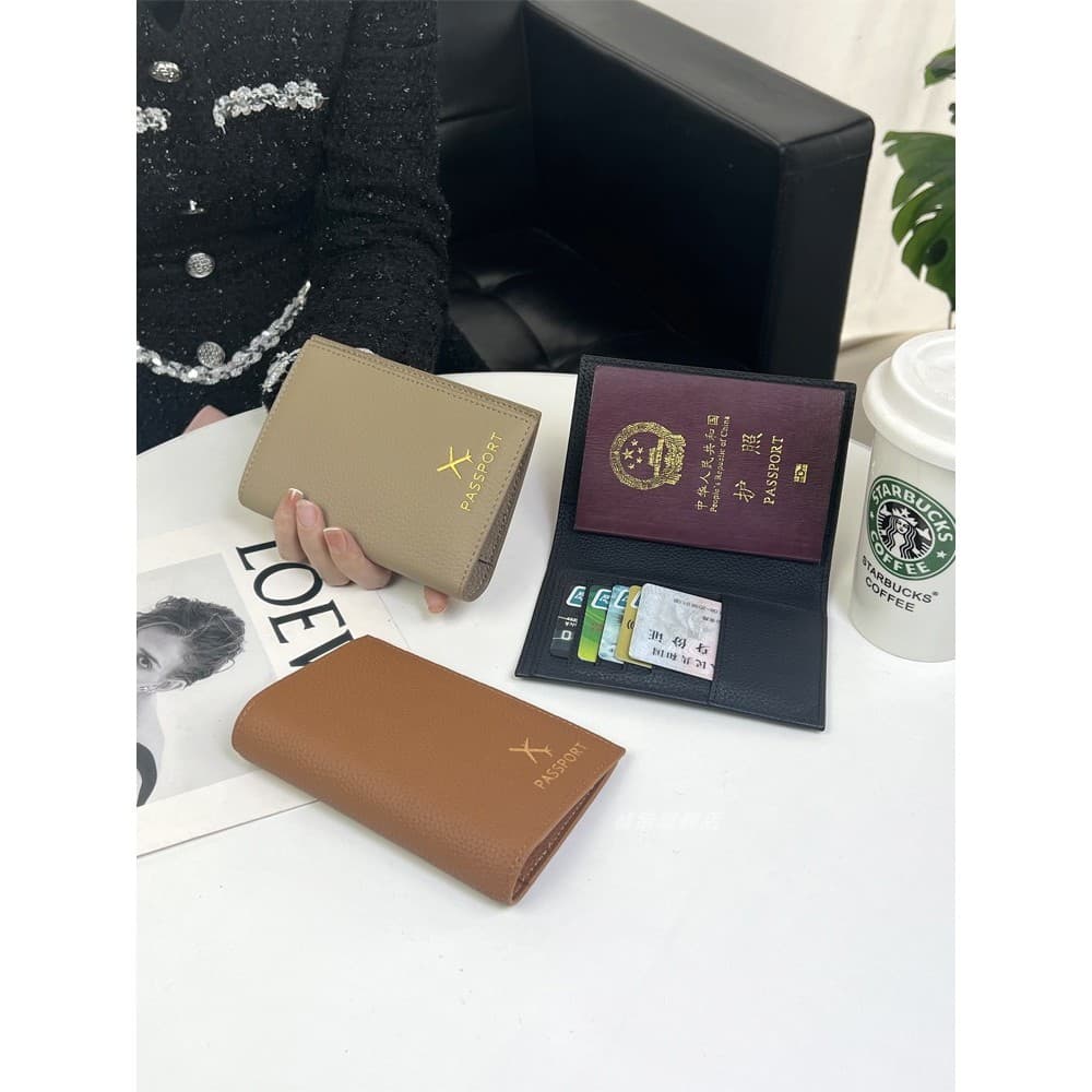 Porta-passaporte de couro genuíno, capa protetora para passaporte feminino, bolsa para passaporte no exterior, armazenam