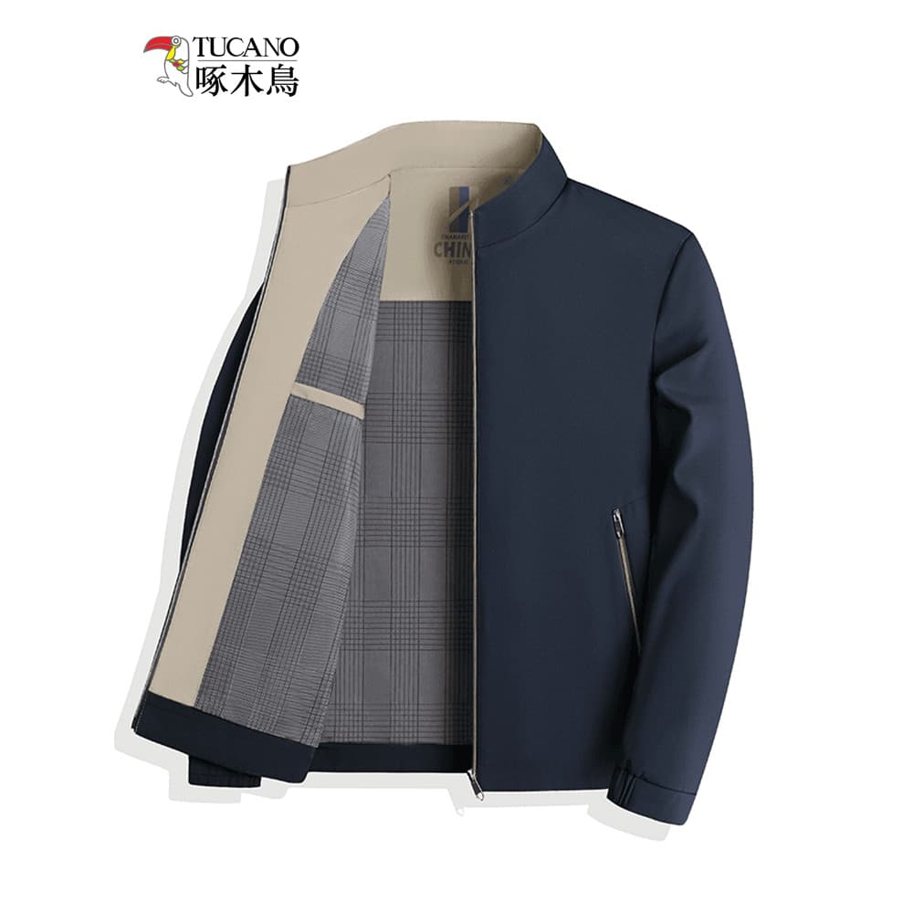 Woodpecker primavera outono gola alta jaqueta masculina de meia-idade idosos pai usar inverno algodão engrossado negócio