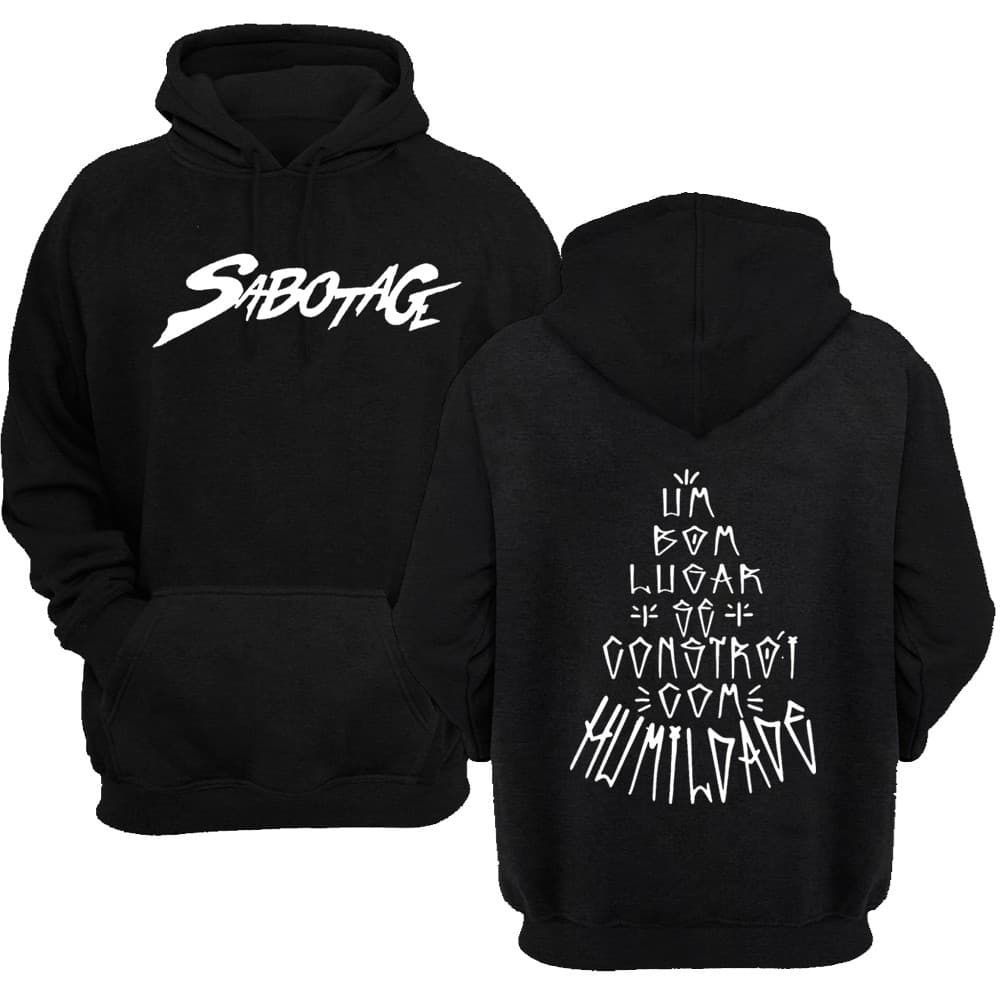 Moletom Blusa de Frio Sabotage Um Bom Lugar se Constroi com Humildade Homenagem Rap Hip Hop Favela Cultura de Rua.