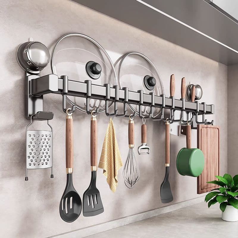 Ventosa gancho de cozinha sem perfuração haste de suspensão pote colher pá cabide multifuncional parede pendurado Rack a