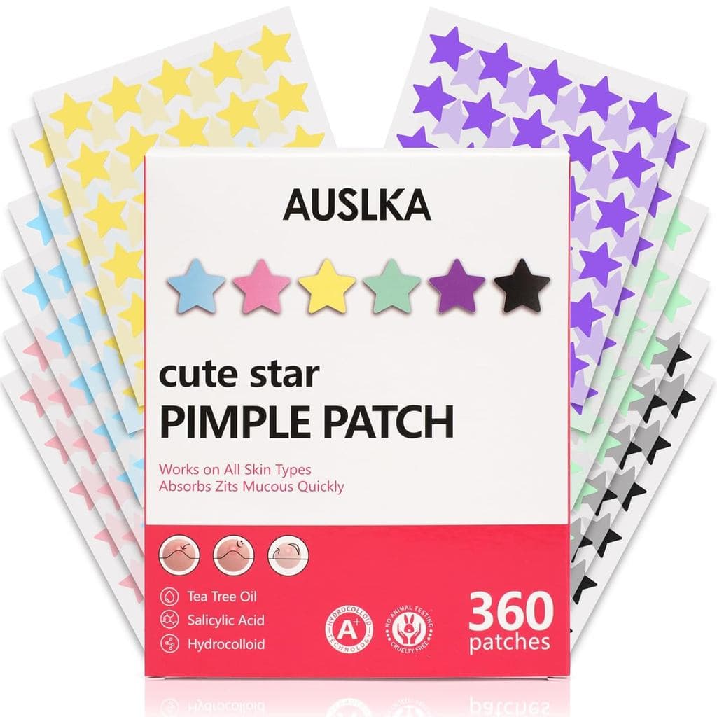 Adesivos para Espinhas AUSLKA em Forma de Estrela (360 Unidades) Adesivos Fofos para Espinhas no Rosto, Adesivos em Form
