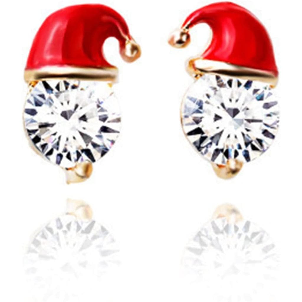 Brinco de Pérola de Cristal em Forma de Chapéu de Papai Noel para Mulheres, Amigas, Festas, Feriados, Natal, Ano Novo, J