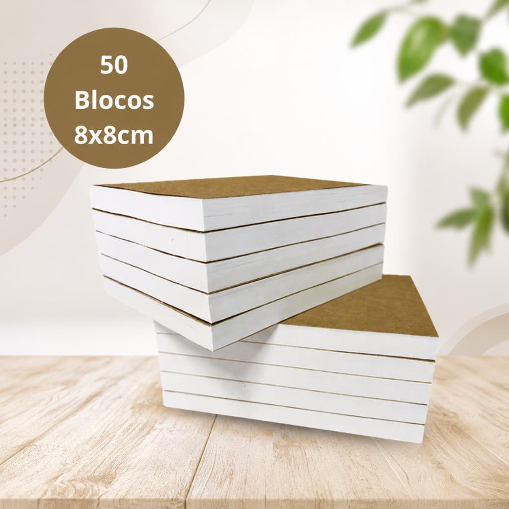 50 blocos de 50 folhas 8x8cm sem impressão comanda anotação rascunho