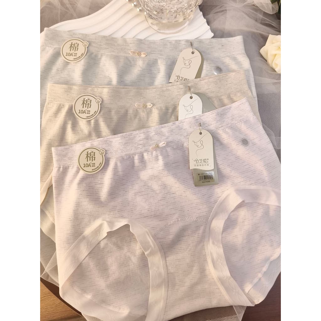 Bambu Zhiai 7049 Cintura Média Alta Sem Costura 10A Antibacteriano Saudável Close-Fitting Algodão Inferior Virilha Amigá
