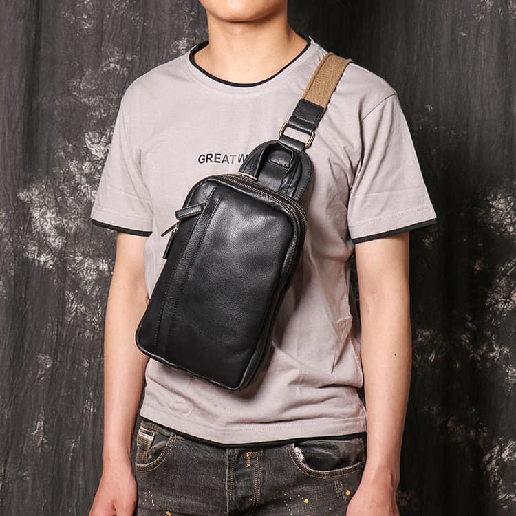 Transporte transfronteiriço novo estilo masculino na moda legal óleo couro peito saco de couro genuíno feminino de um om