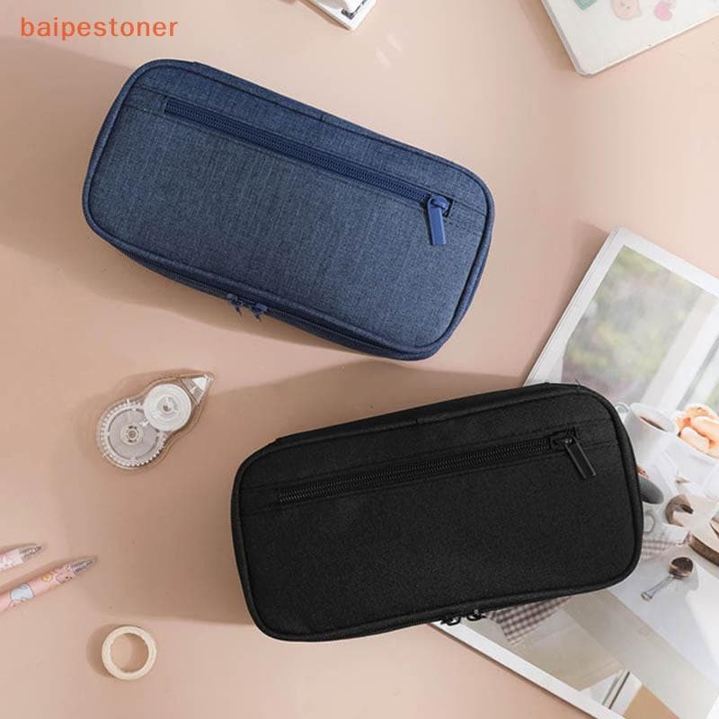 [baipestoner] 1 Unidade De Armazenamento De Caneta Bolsa Lápis Caso 2 Camadas De Grande Capacidade Cosméticos Suprimento