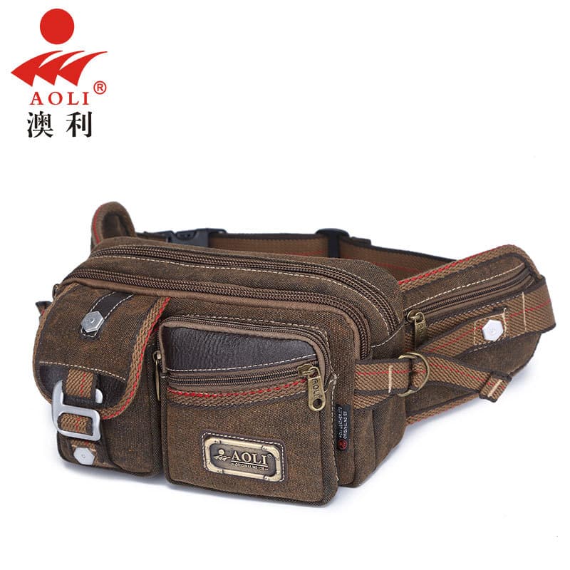 Bolsa de cintura de lona masculina multifuncional prática resistente ao desgaste bolsa de peito masculina Retro telefone