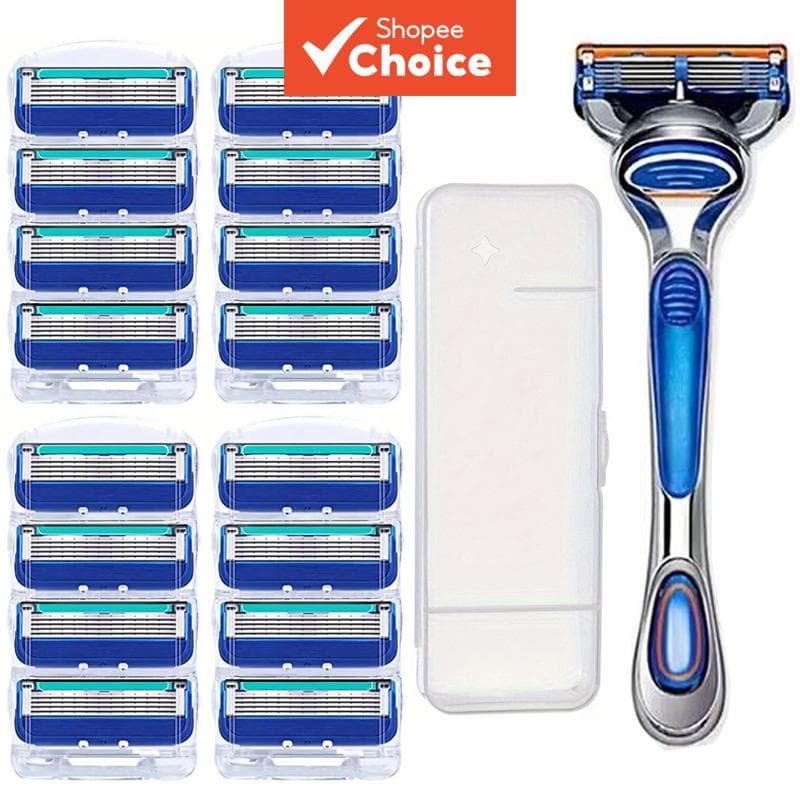 Barbeador de Segurança Avançado em Aço Inoxidável, Barbeador Manual de 5 Camadas, Lâminas Substituíveis - Barbear Suave