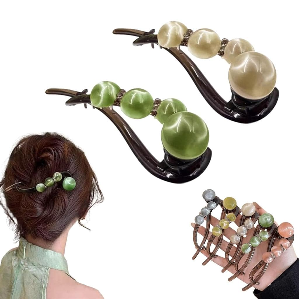 Conjunto de 2 peças de presilhas de cabelo elegantes com pérolas para mulheres com cabelos longos, presilhas de cabelo e