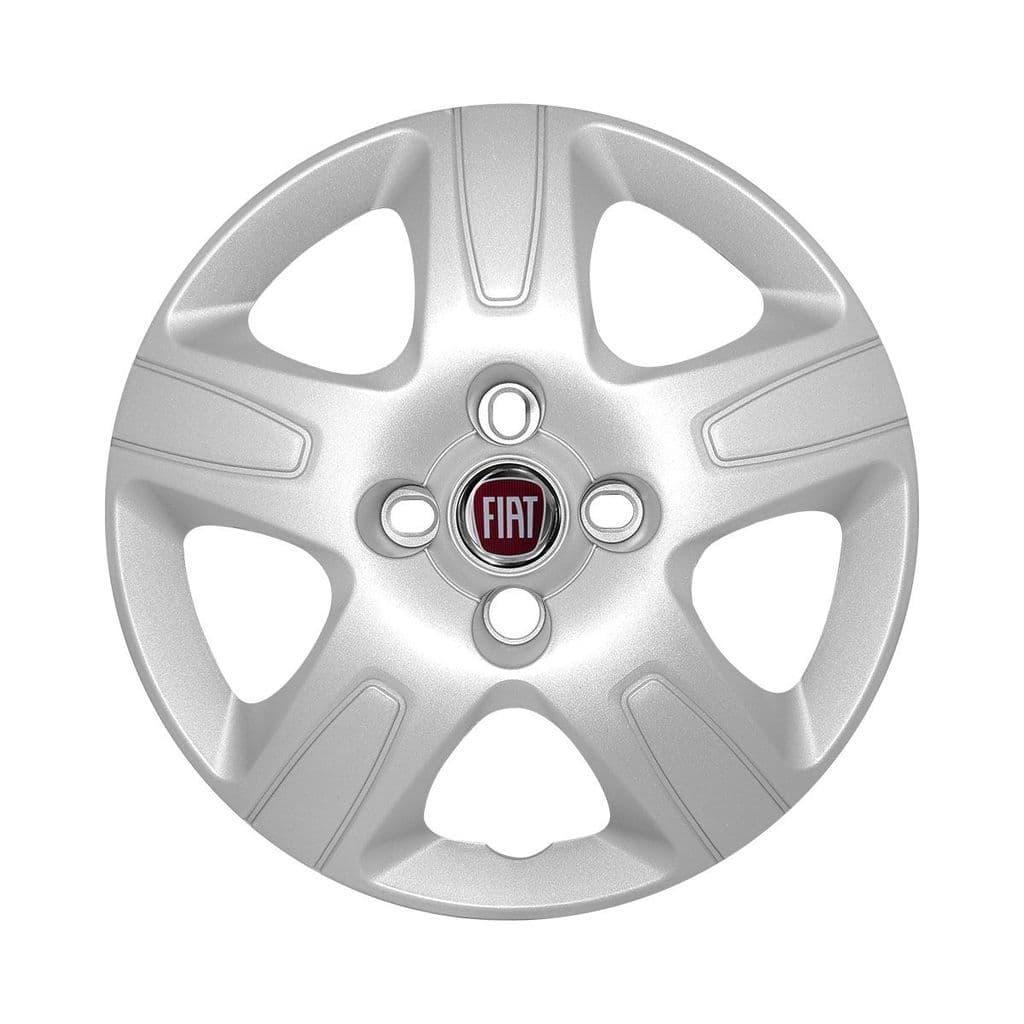Calota Aro 14 Fiat Strada 2013 Ate 2020 Prata + Emblema Vermelho