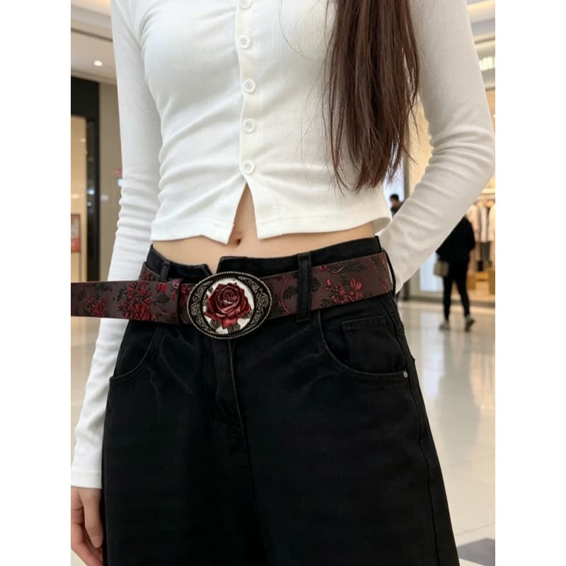 Retro vinho vermelho rosa cinto nicho Design sentir 2026 novo estilo y2k menina quente cinto exagerado estilo feminino