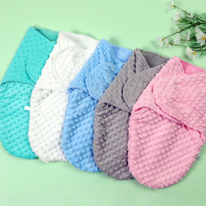 Saco De Dormir Do Bebê Dupla Camada Feijão Veludo Swaddling Cobertor Cama Conforto Anti-Susto 0-6 Meses