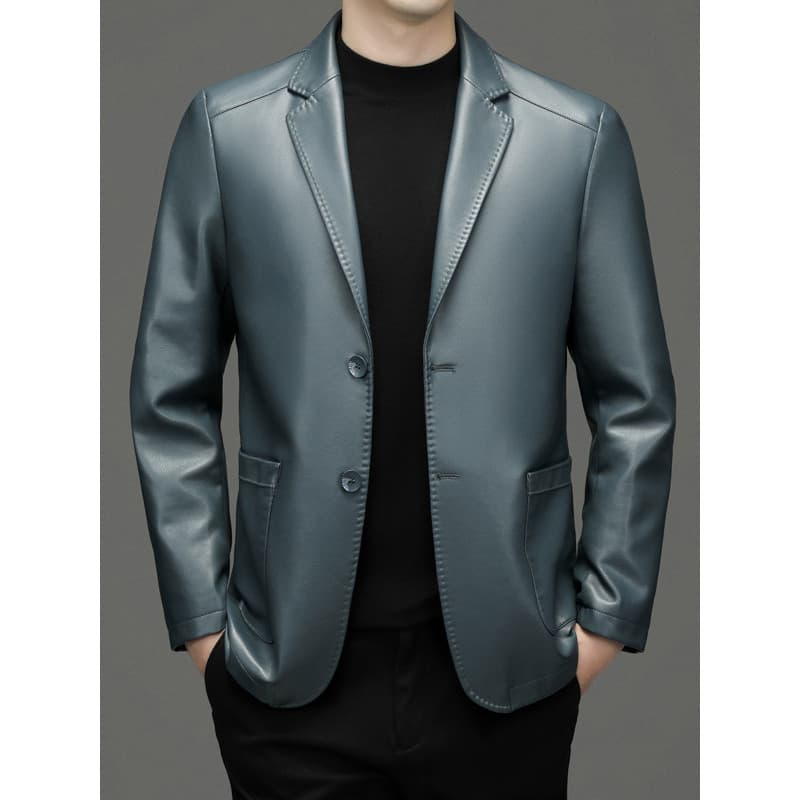 Haining jaqueta de couro genuíno masculina primavera outono terno Casual terno de couro masculino jaqueta de couro 2025