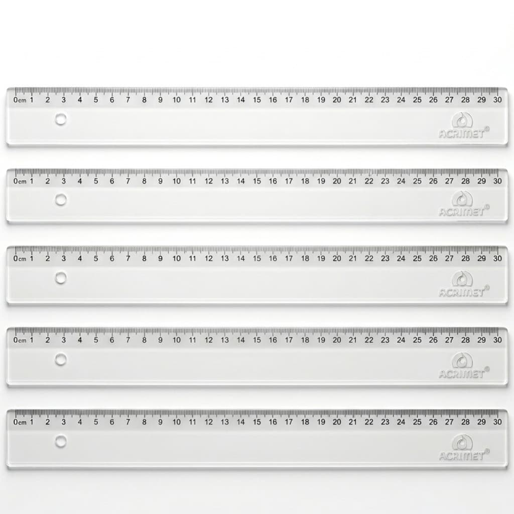 kit 4 Réguas Acrimet 30 Cm Transparente Resistente Acrilico Escritório Escolar Escolar Premium
