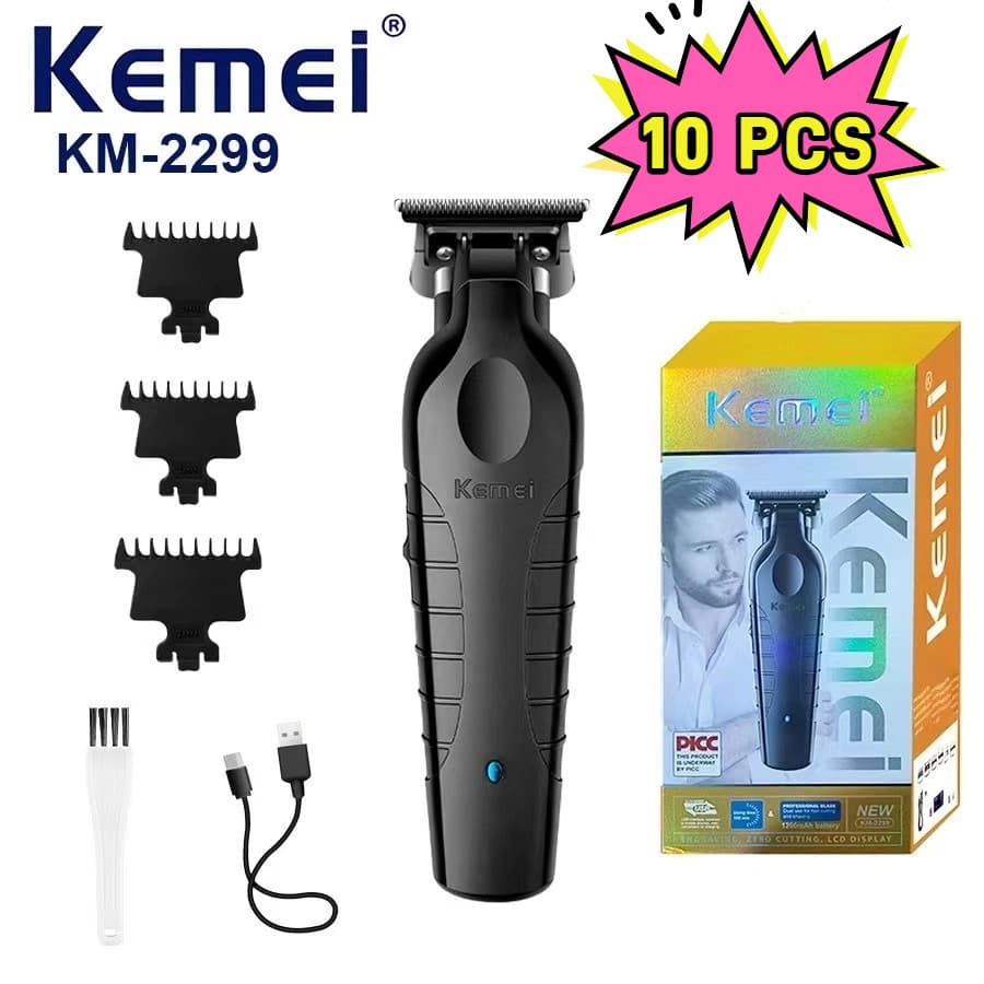 Máquina De Cortar Cabelo Elétrica Alimentada Por USB KM-2299 Com Cabeça Lubrificada A Óleo E Design Estilo Push Para Cab