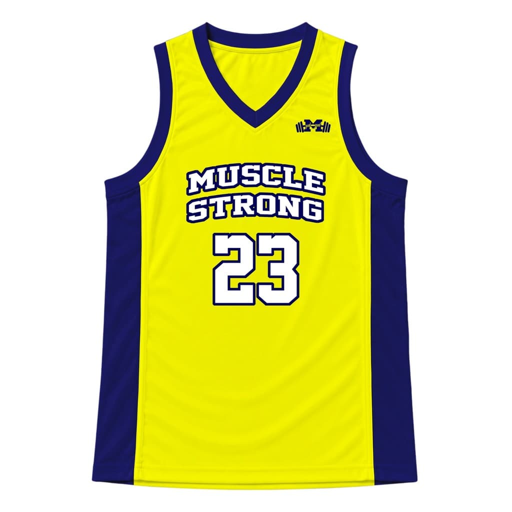 Regata De Basquete Amarelo Com Azul Marinho Muscle Strong