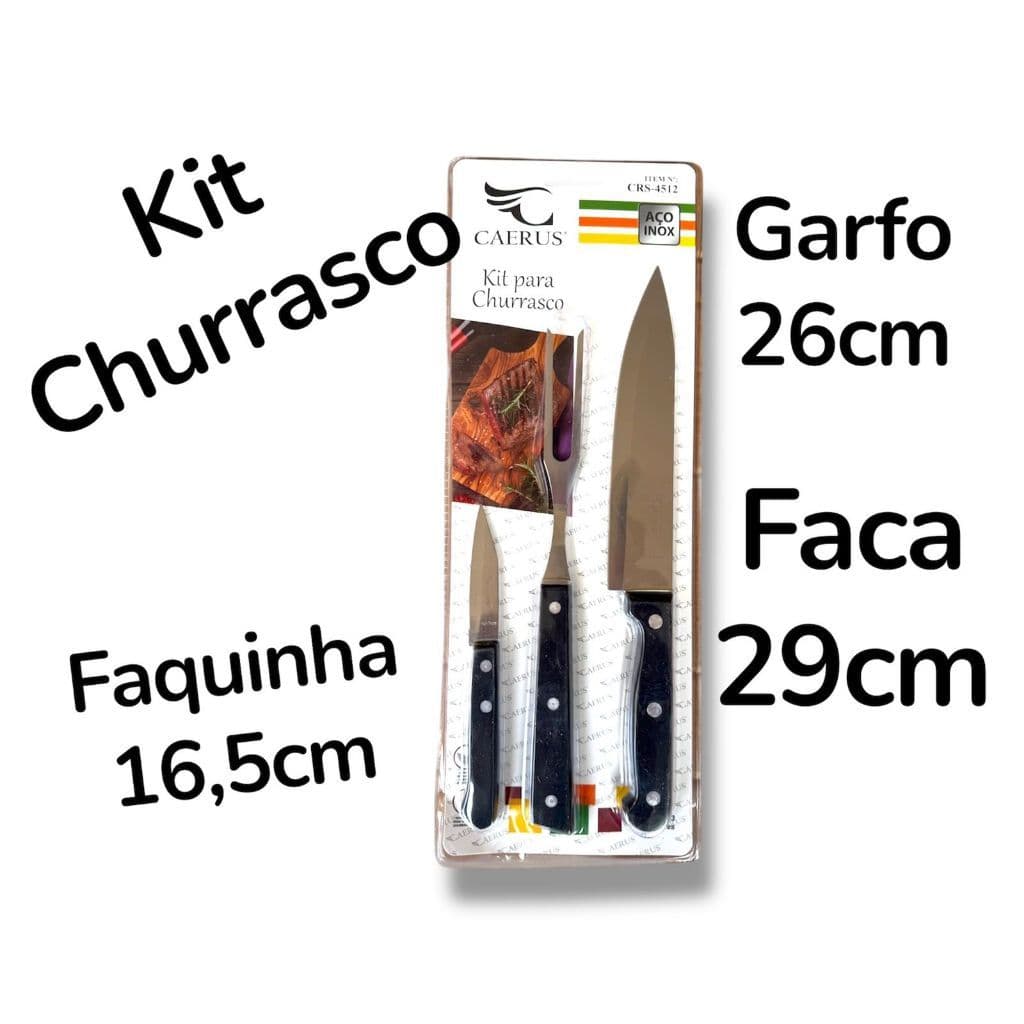 Kit Churrasco Completo Faca de Corte, Garfo e Faquinha, Aço inox Super Afiada, Churrasqueiro com Estilo, Kit Churras