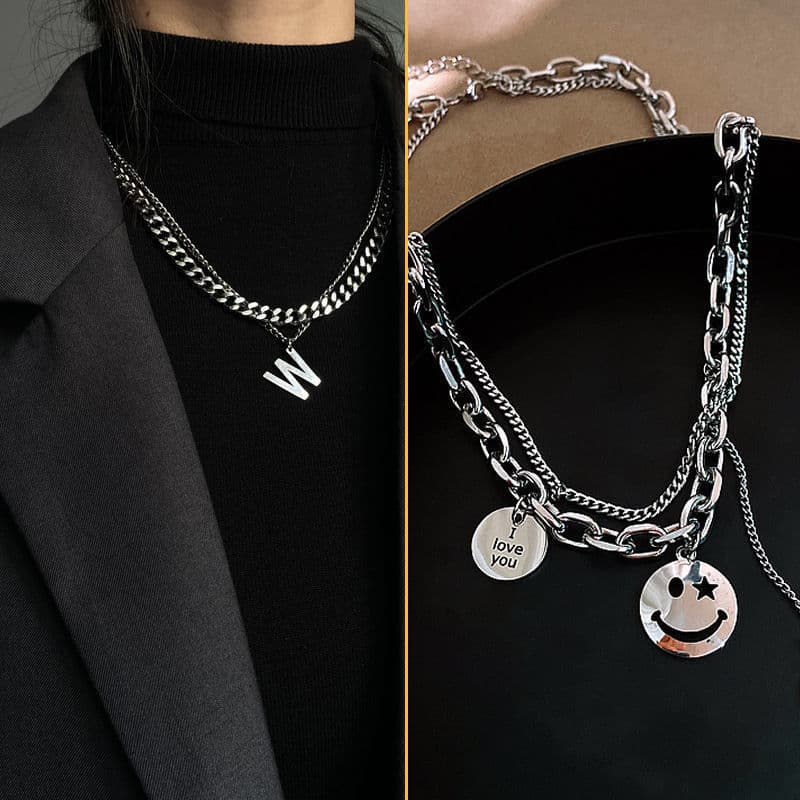 2025 novo estilo carta colar estilo masculino na moda Hip-Hop meninos nicho acessórios masculino High-End clavícula corr