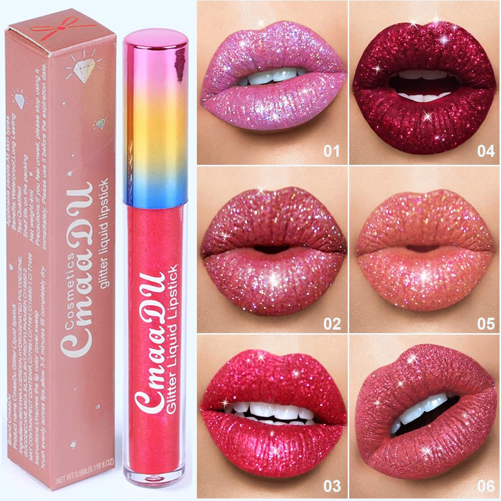 CmaaDu 1 Pcs Glitter Lip Gloss Batom De Longa Duração À Prova D'água Que Não Desbota Presente Perfeito Para Iniciantes