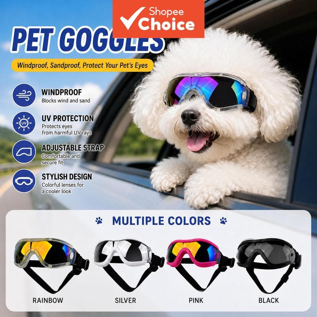 Óculos De Sol Para Animais De Estimação Com Proteção Uv Cães Pequenos , Resistentes Ao Vento E Areia , Ciclismo , Teddy