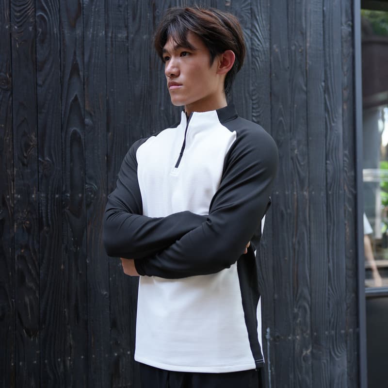 2024 outono inverno escada padrão meio zíper masculino correndo roupas de secagem rápida camisa polo camisa de fundo Fit