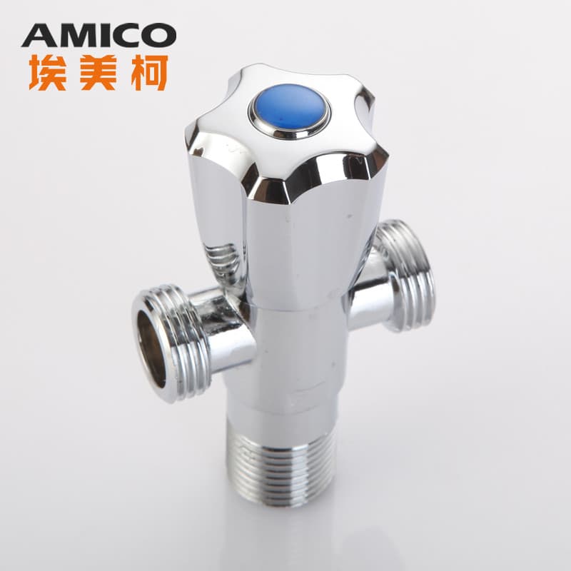 Válvula angular de três vias Emico genuíno, válvula de latão unidirecional, duas saídas, interruptor de 4 pontos, pequen