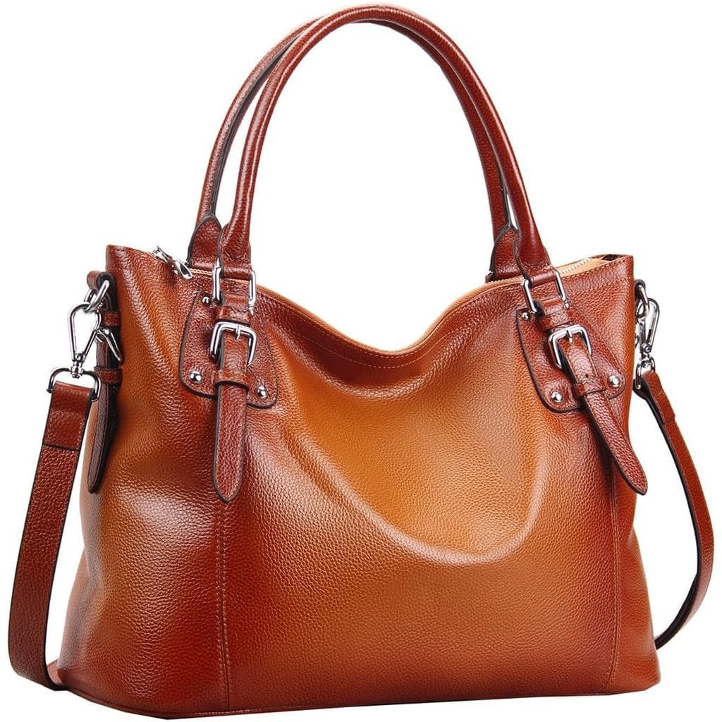 Carteira e Bolsa de Mão em Couro Genuíno HESHE, Bolsa Tote Feminina, Bolsa de Ombro, Bolsa Transversal, Bolsa com Alça S