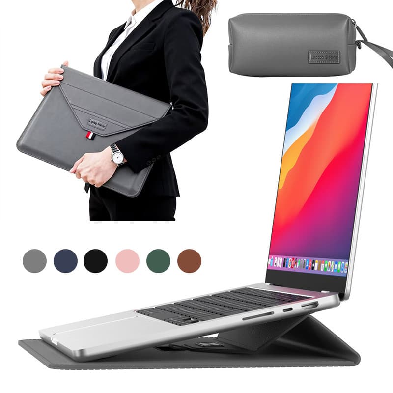 Mochila para notebook de alta qualidade, couro, 13 a 16 polegadas, com suporte e bolsa para carregador
