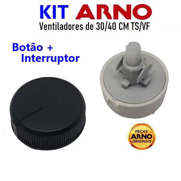 Kit BOTÃO + INTERRUPTOR do ventilador ARNO SF / VD / VF / VE - 3 vel - ORIGINAL