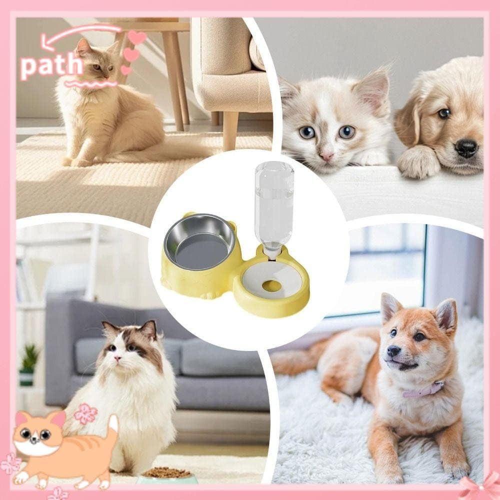 Tigela De Comida Para Cães PATH , Com Suporte Elevado Beber , Automática Animais De Estimação , Tigelas Duplas Gatos 2 E