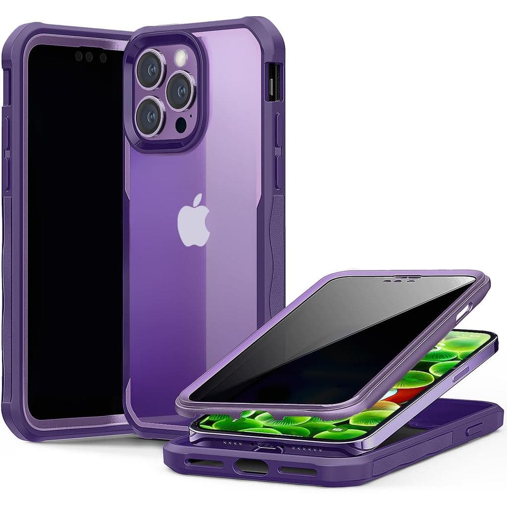 Anti Peeping Case for iPhone 14 Pro Max,360 Degree Double-Sided Privacy Tempered Glass,Shockproof Bumper Privacy Phone C