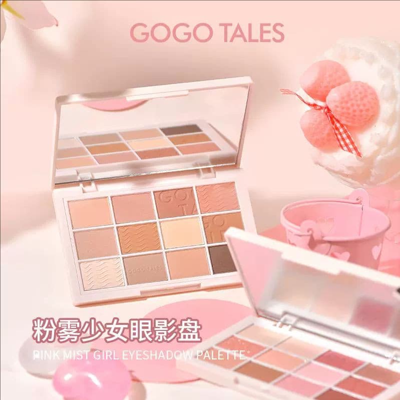 Gogo dança rosa névoa menina 12 cores paleta de sombras leite chá terra cor série influenciador jóias fosco fino Flash b
