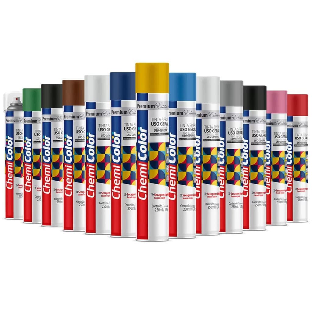 Tinta Spray de pintura Uso Geral 250ML Madeira Tecido Plástico Chemi OK