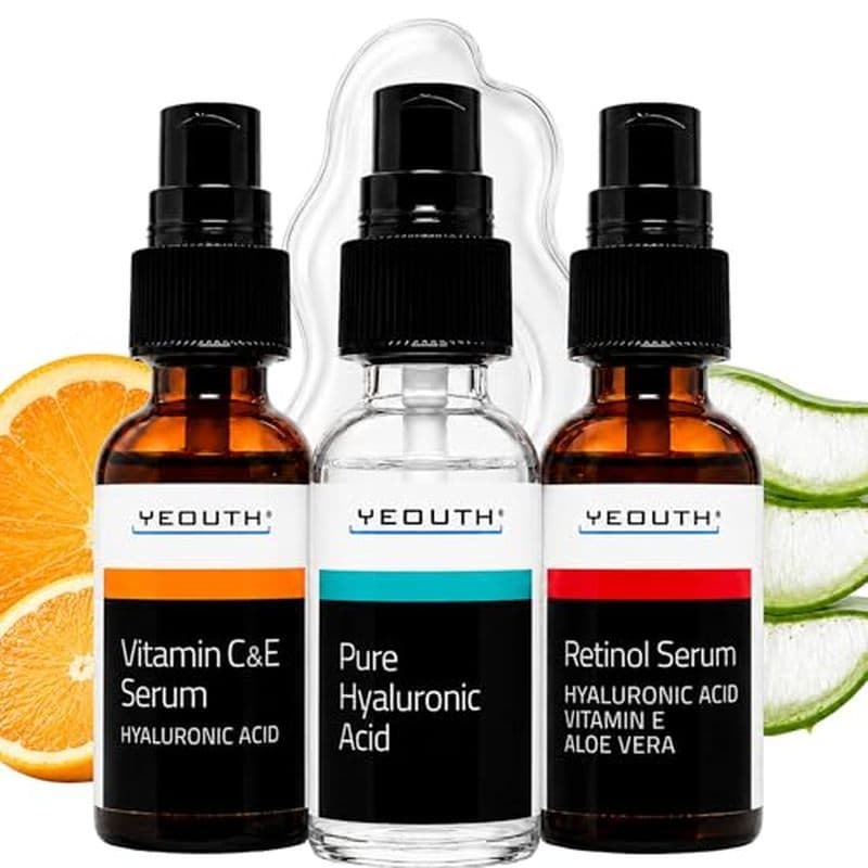 Conjunto De Cuidados Com A Pele YEOUTH | Soro De Ácido Hialurônico Vitamina C Toner Facial Hidratante Kit Para Hidrataçã