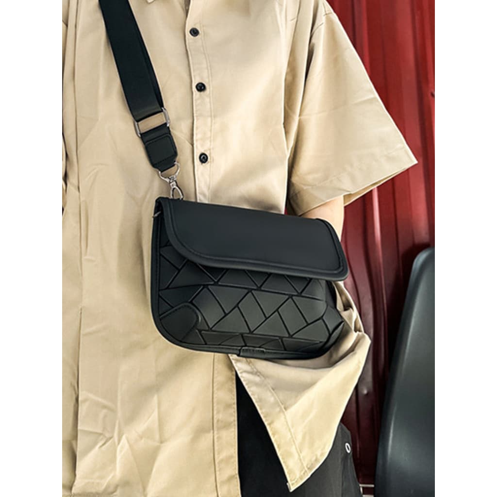 Outono inverno único diamante verificação Design grande capacidade Commuter saco de peito na moda All-Match masculino sa