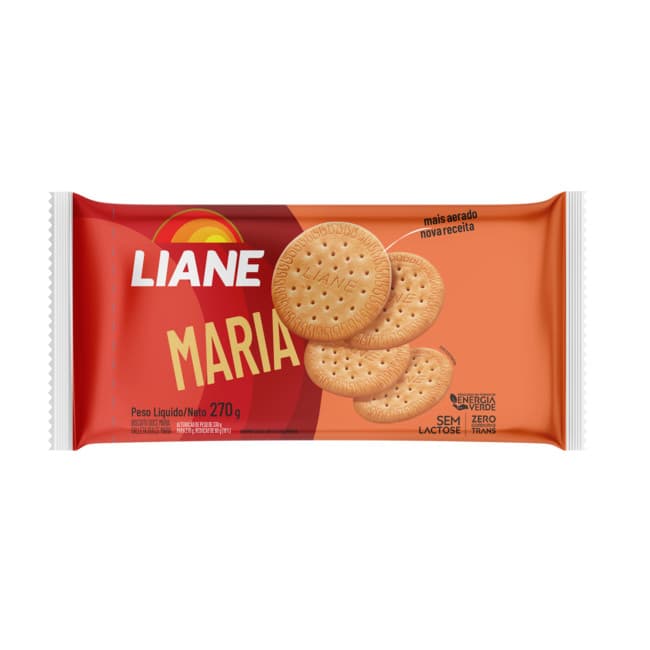 Biscoito Maria Liane 270g Zero Leite | Sem Lactose | Vegano | Bolacha Maria
