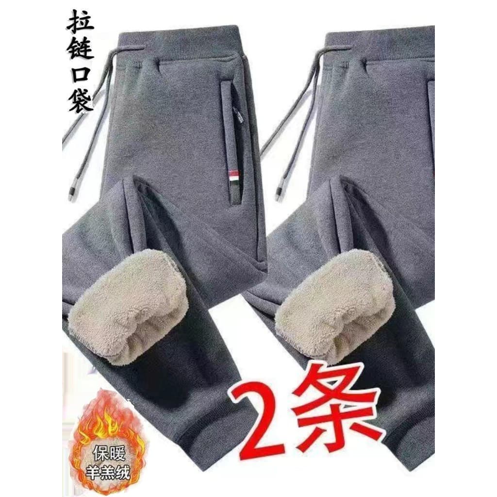 Cordeiro velo masculino forro de lã Leggings outono inverno novo estilo estiramento calças casuais soltas tamanho grande