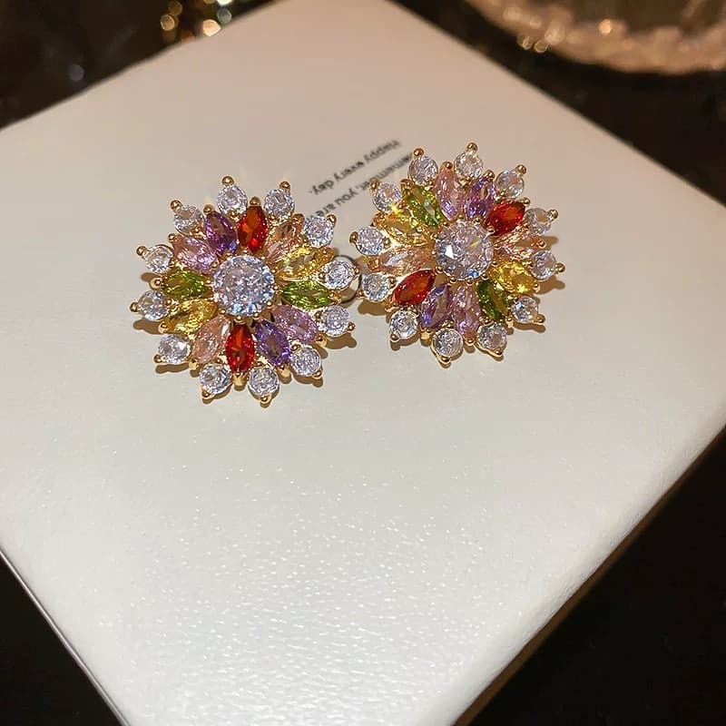 Brincos Retro Gorgeous Flower Zircon Brincos Festa das Senhoras Brincos Jóias