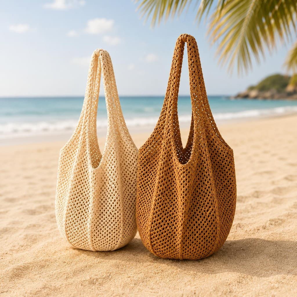 Bolsa Tote Rede Crochê - Praia Viagem Passeio - Feminina - Boho Verão - Cabe Toalha Roupas e Tablet