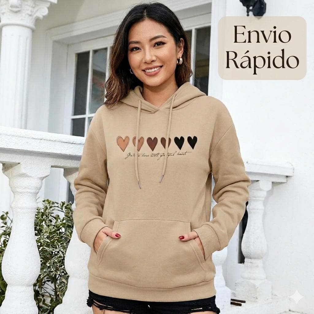 Moletom Corações Feminino Blusa De Frio Tumblr Qualidade Abrigo Capuz e Bolso Casaco Premium Algodão