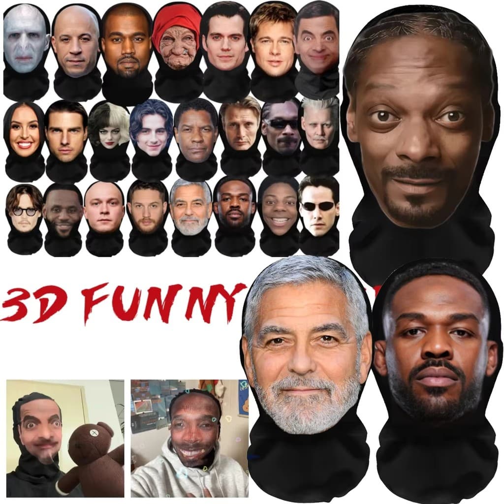 2026 Máscara 3D Realista Rosto Cheio Para Mulheres Homem Cosplay Acessórios Máscaras Halloween Masquerade Malha Chapelar
